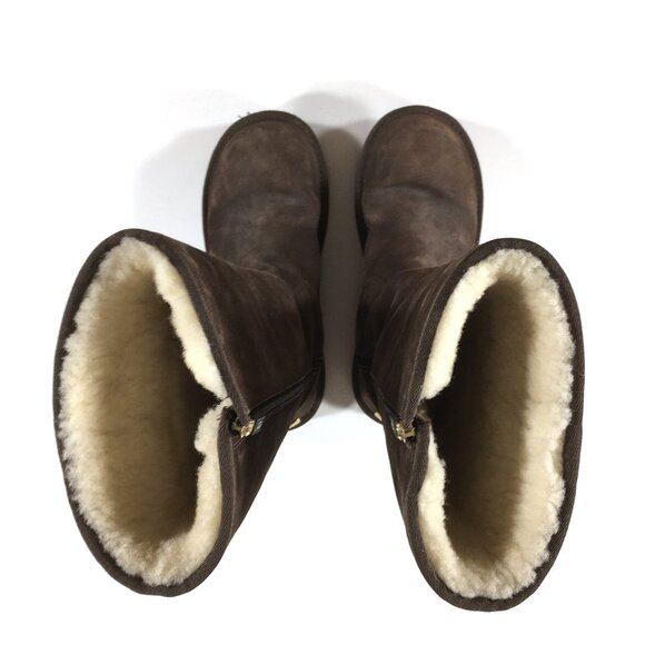 UGG Retro Cargo Winter Snow Boots Womens Size 8 Brown Sheepskin Side Zip 1895 - Picture 4 of 10